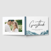 Waterverf Blue Forest Winter Wedding Gastenboek (Volledig)