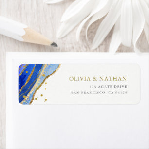 Waterverf Blue Geode met Gold Etiket