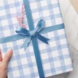 Waterverf Blue Gingham Cadeaupapier