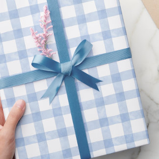 Waterverf Blue Gingham Cadeaupapier