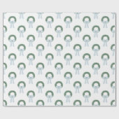 Waterverf Blue Gingham Sash krans Cadeaupapier (Vlak)