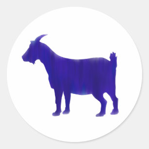Waterverf Blue Goat Round Sticker