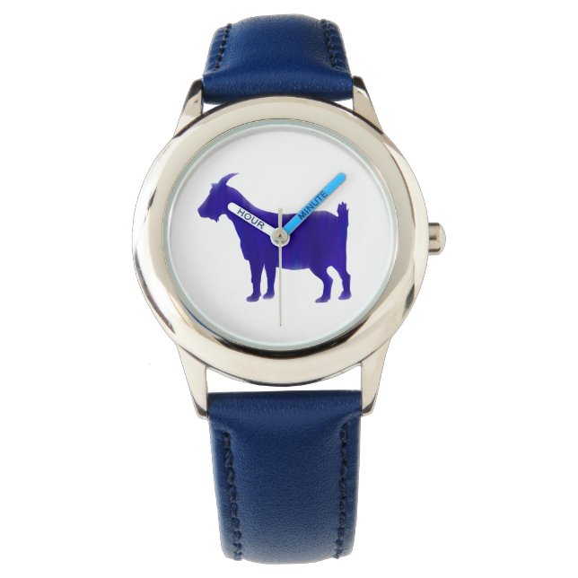 Waterverf Blue Goat Watch Horloge (Voorkant)