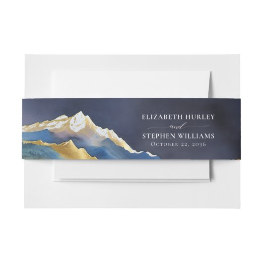 Waterverf Blue Gold Foil Mountain buitenshuis brui Uitnodigingen Wikkel (Voorkant Voorbeeld)