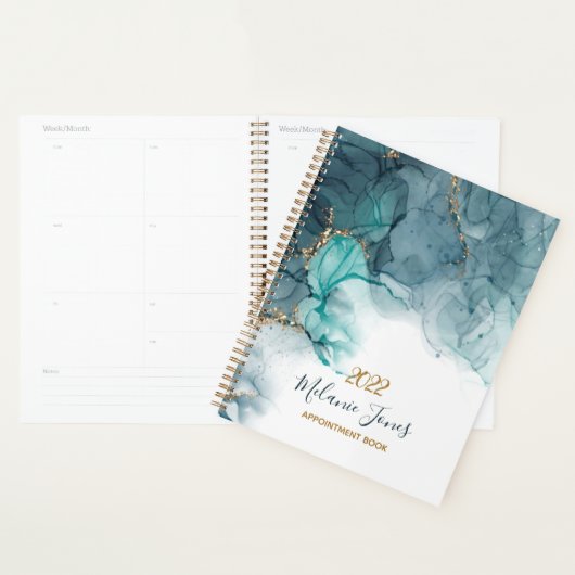 Waterverf Blue Gold Glitter Afspraakboek Planner (Display)