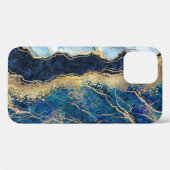 Waterverf Blue Gold Marble Hoesje-Mate iPhone Case (Achterkant (horizontaal))