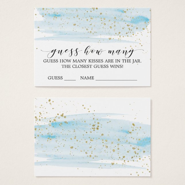 Waterverf Blue & Gold raad hoeveel Kisses Kaart (Voorkant /achterkant)
