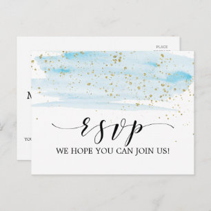 Waterverf Blue & Gold Song Request RSVP Briefkaart