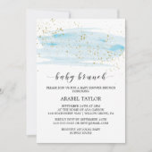 Waterverf Blue & Gold Sparkle Baby Brunch Kaart (Voorkant)