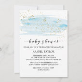 Waterverf Blue & Gold Sparkle Baby shower Kaart (Voorkant)