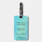 Waterverf Blue Green Monogram Letter Initiaal Bagagelabel (Achterkant verticaal)