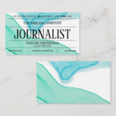 Waterverf Blue Green Newspaper  Visitekaartje (Voorkant / Achterkant)