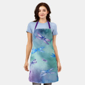 Waterverf Blue Green Paars Pattern Dragonfly Schort (Gedragen)