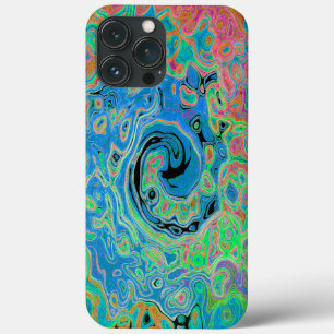 Waterverf Blue Groovy Abstract Retro vloeistof iPhone 13 Pro Max Hoesje
