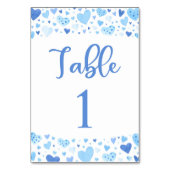 Waterverf Blue Hearts Valentijn Tafelnummer Kaart (Achterkant)