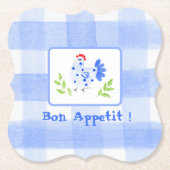 Waterverf Blue Hen Check Bon Appetit Placemat Kartonnen Onderzetters (Voorkant)