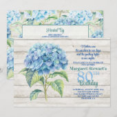 Waterverf Blue Hydrangea 80ste verjaardag Kaart (Voorkant / Achterkant)