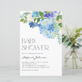Waterverf Blue Hydrangea Baby shower (Staand voorkant)