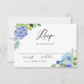 Waterverf Blue Hydrangea boeket bruiloft RSVP Kaartje (Voorkant)