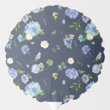 Waterverf Blue Hydrangea en Roos Bloemenpatroon