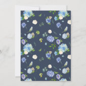 Waterverf Blue Hydrangea Floral Afstuderen Kaart (Achterkant)