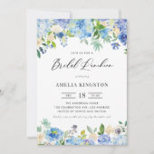 Waterverf Blue Hydrangea Floral Bridal Luncheon Kaart (Voorkant)