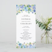 Waterverf Blue Hydrangea Floral Garland Wedding Programma (Staand voorkant)