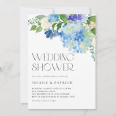 Waterverf Blue Hydrangea Floral Wedding Shower Kaart (Voorkant)