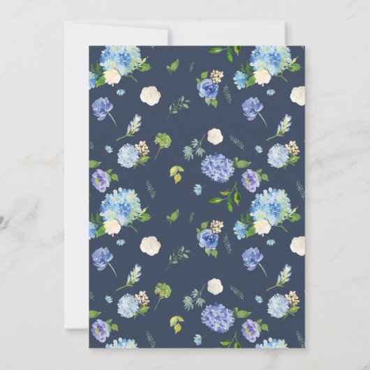 Waterverf Blue Hydrangea Flowers Wedding Kaart (Achterkant)
