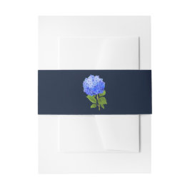 Waterverf Blue Hydrangea op blauw Uitnodigingen Wikkel