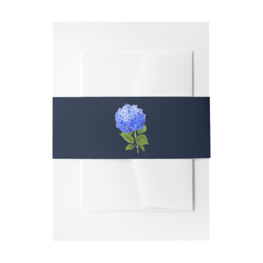 Waterverf Blue Hydrangea op blauw Uitnodigingen Wikkel (Voorkant Voorbeeld)
