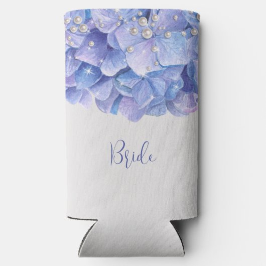 Waterverf Blue Hydrangea Parels Bruidsfeest (Achterkant)