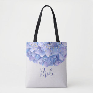 Waterverf Blue Hydrangea Pearl Bridal Party Draagtas
