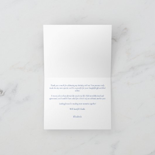 Waterverf Blue Hydrangea Rozen Elegant Script Bedankkaart (Binnen)