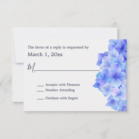 Waterverf Blue Hydrangea RSVP (Voorkant)