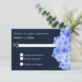 Waterverf Blue Hydrangea RSVP Kaartje (Staand voorkant)
