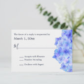 Waterverf Blue Hydrangea RSVP Kaartje (Staand voorkant)