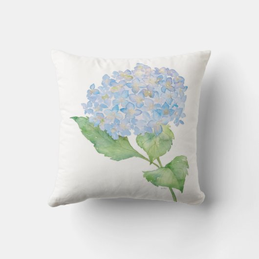 Waterverf Blue Hydrangea Sierkussen (Achterkant)