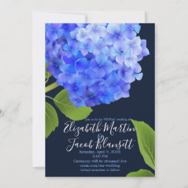 Waterverf Blue Hydrangea Virtual Wedding Kaart