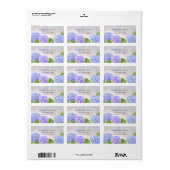 Waterverf Blue Hydrangea Wedding Etiket (Full Sheet)