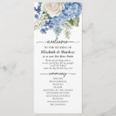 Waterverf Blue Hydrangea White Roses Wedding Programma (Voorkant)