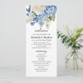 Waterverf Blue Hydrangea White Roses Wedding Programma (Staand voorkant)