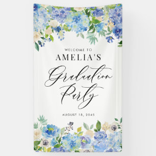 Waterverf Blue Hydrangeas Afstuderen Welkomstteken Spandoek