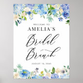 Waterverf Blue Hydrangeas Bridal Brunch Welkom Poster (Voorkant)