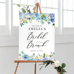 Waterverf Blue Hydrangeas Bridal Brunch Welkom Poster