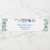 Waterverf Blue Hydrangeas Floral Best Day Ever Waterfles Etiket (Enkel label)