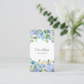 Waterverf Blue Hydrangeas | Floral-verticaal Visitekaartje (Staand voorkant)