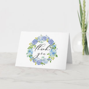 Waterverf Blue Hydrangeas Floral WreathDank u Bedankkaart