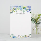 Waterverf Blue Hydrangeas Personeelszaken Briefpapier (Staand voorkant)