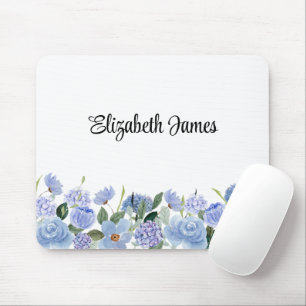 Waterverf Blue Hydrangeas Persoonlijk Notitieblok Muismat
